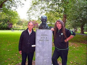 Ciaron and Dan at grave of James Joyce